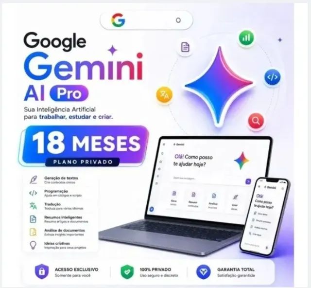 Google Ai Pro - Gemini Ai - 18 Meses - Digital Privado - Foto 2