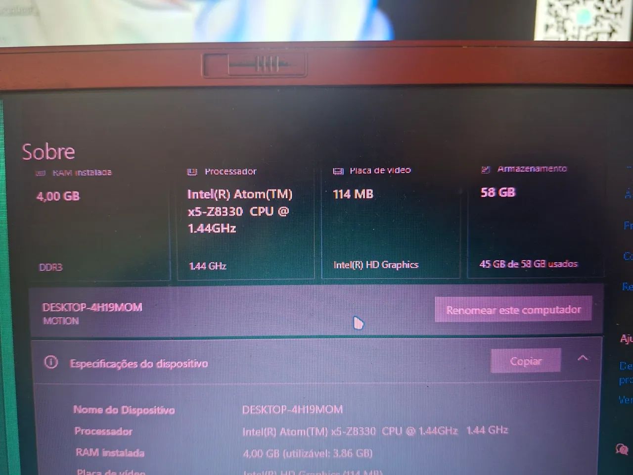Notebook Positivo Motion Intel Atom 4GB 64GB | Com Defeito - Foto 4