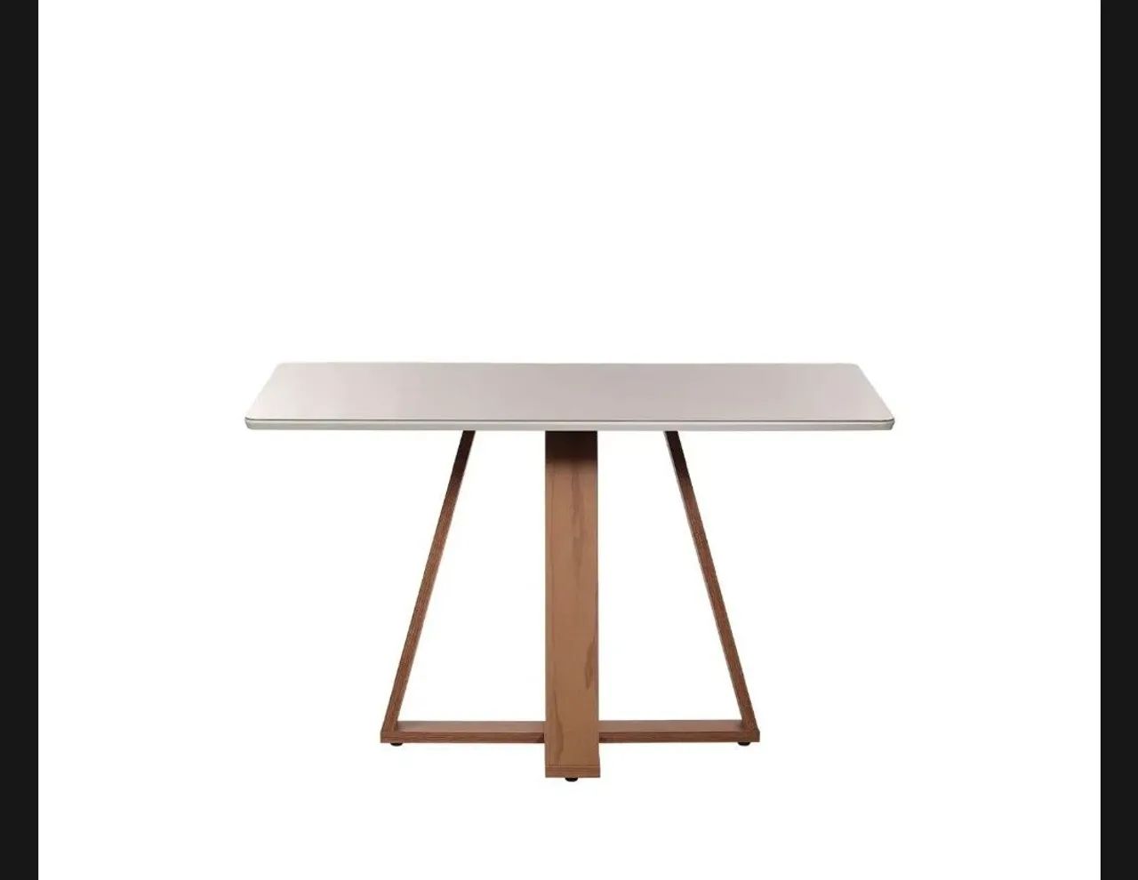 Mesa de Jantar Retangular c/ Vidro para 4 Lugares - Off White 