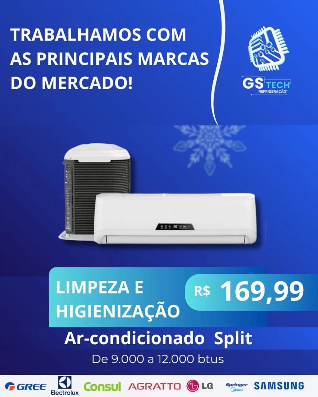 Limpeza e manutenção, conserto e recarga de gás 