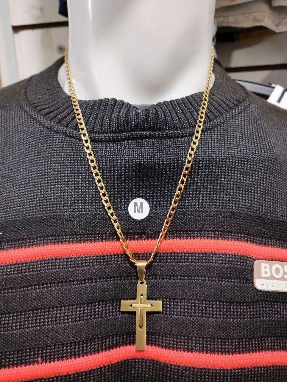 Cordão de aço crucifixo novo