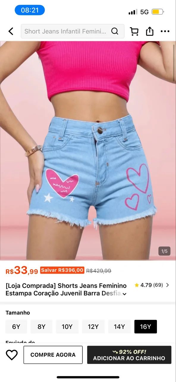 Short Jeans Menina