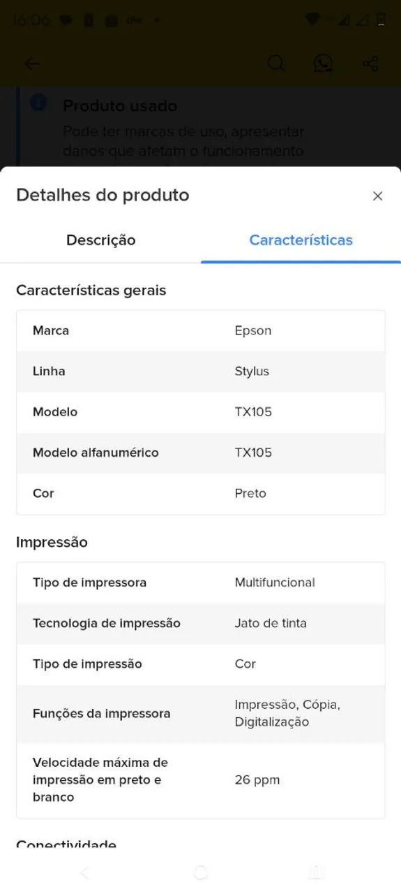 Impressora jato de tinta, internet via cabo USB,  - Foto 5