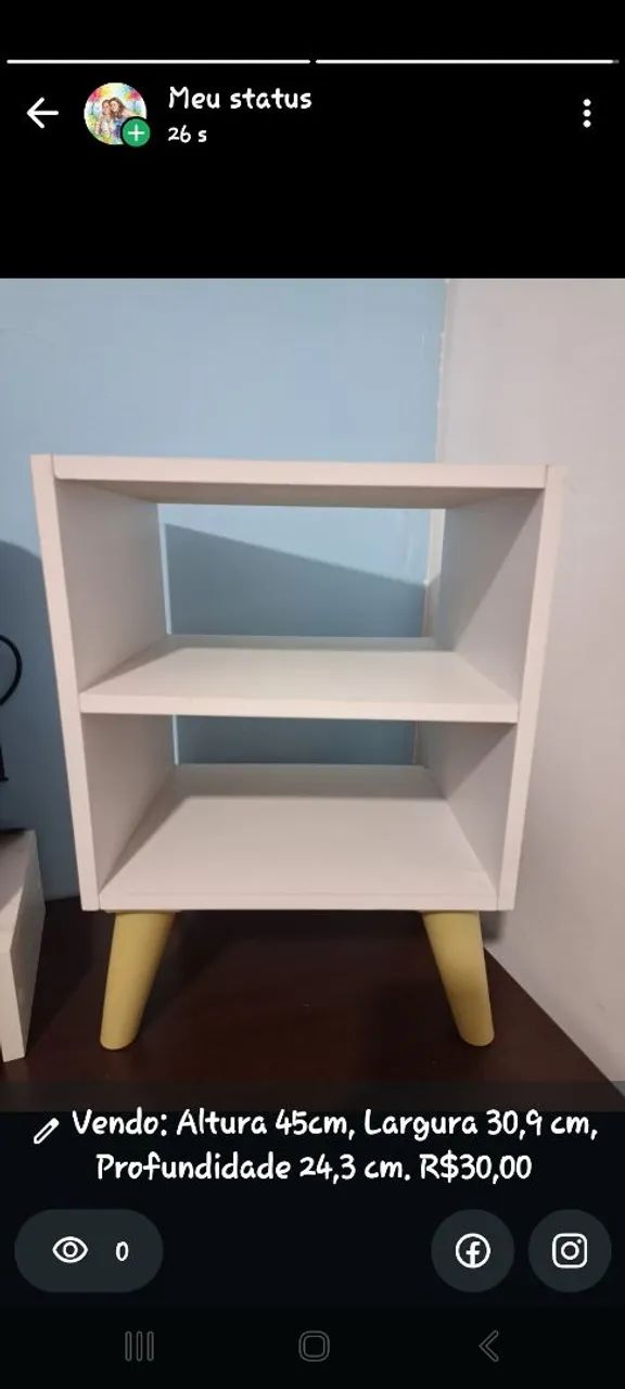 Mesa Cabeceira Estilo Retrô - Nova