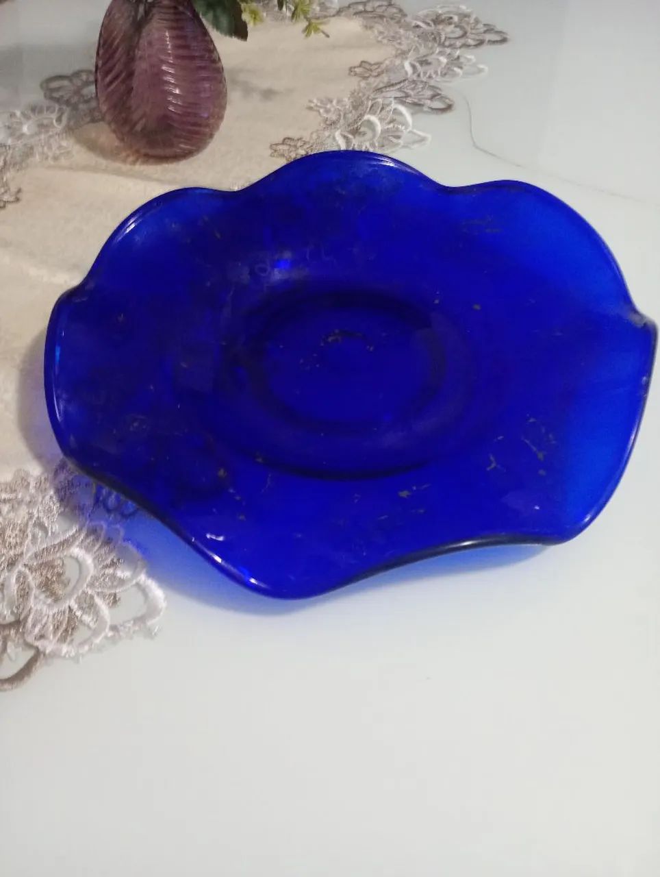 Fruteira antiga azul cobalto 