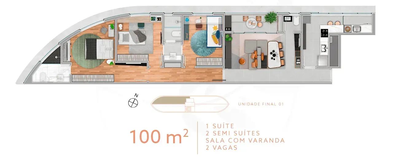 Apartamento para venda com 100 metros quadrados com 3 quartos - Foto 2