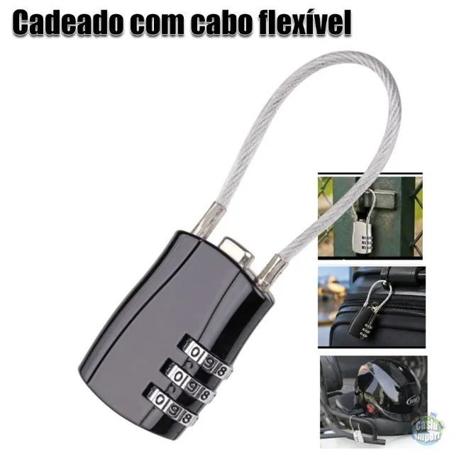 Cadeado Com Senha E Cabo De Aço Flexível