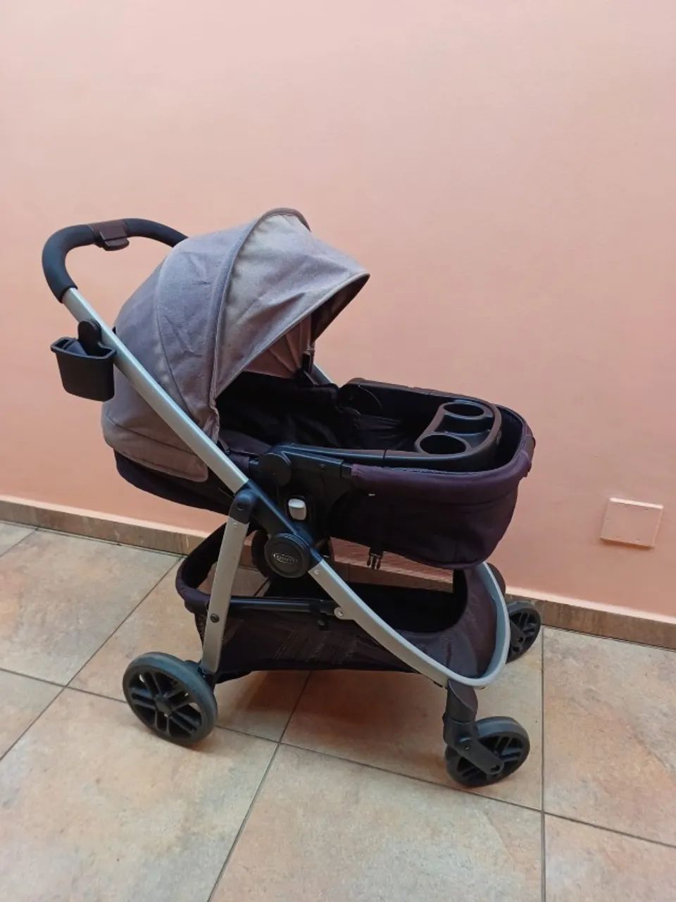 Carrinho De Bebe + Bebe Conforto - Graco - Modelo Modes - Cinza Escuro (Usado)