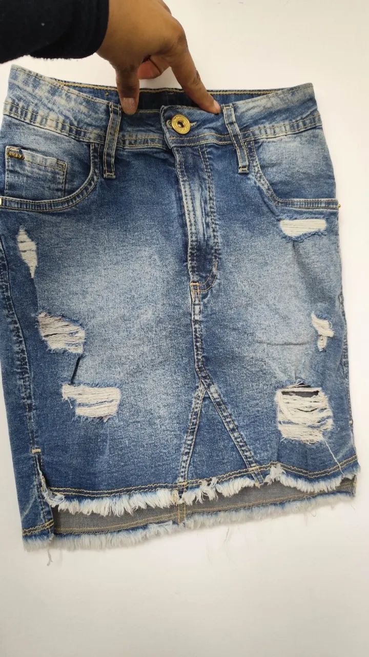 Saia jeans feminina - modeladora
