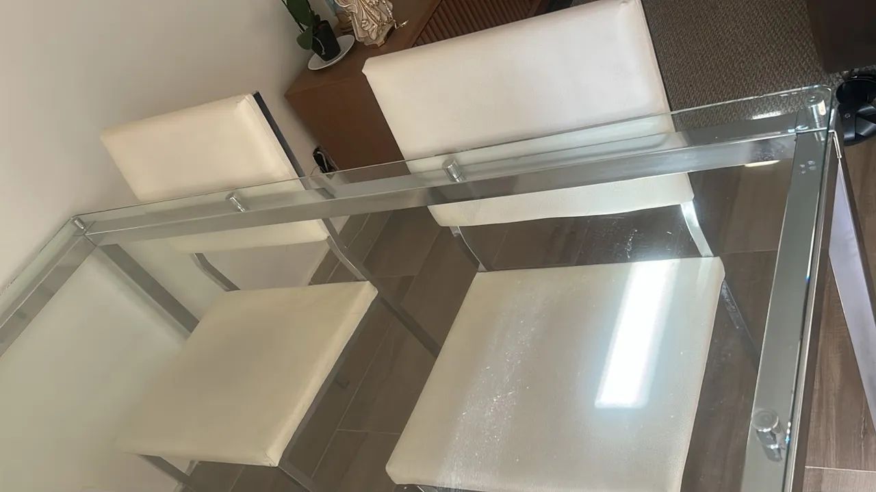 Mesa inox vidro 4 cadeiras - Foto 3