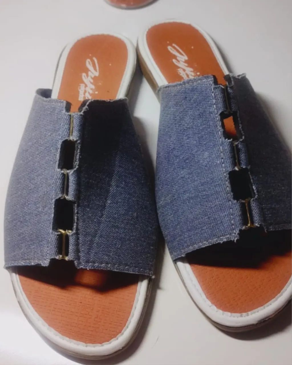 Sandália Slide Rasteirinha Jeans  - Foto 3