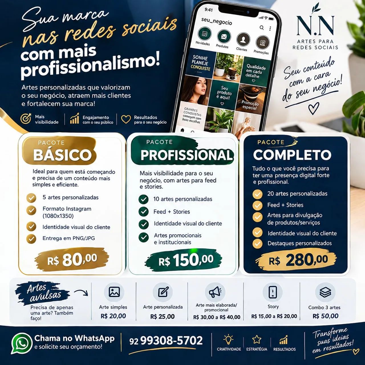 ARTES PARA REDES SOCIAIS | PACOTES A PARTIR DE R$ 80