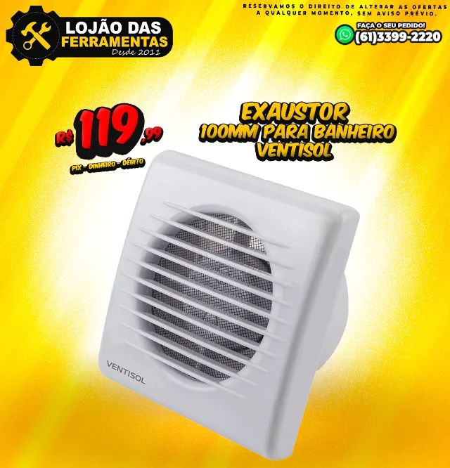 Exaustor 100mm Para Banheiro Ventisol