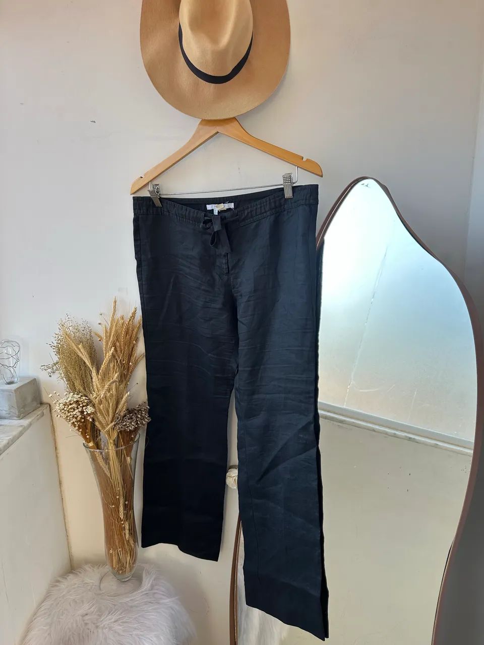 calça saída de praia zara basic em 100% linho tam g - Foto 5