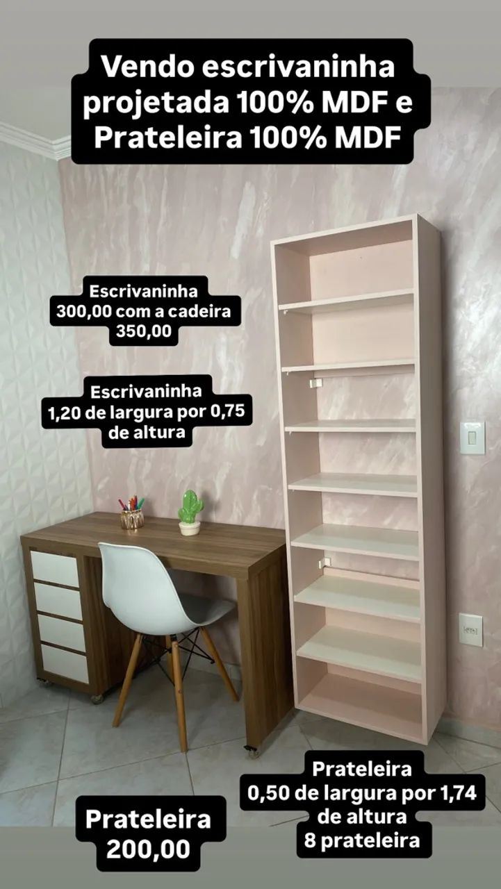 Vendo escrivaninha, nicho e penteadeira e 2 cadeiras - Foto 2