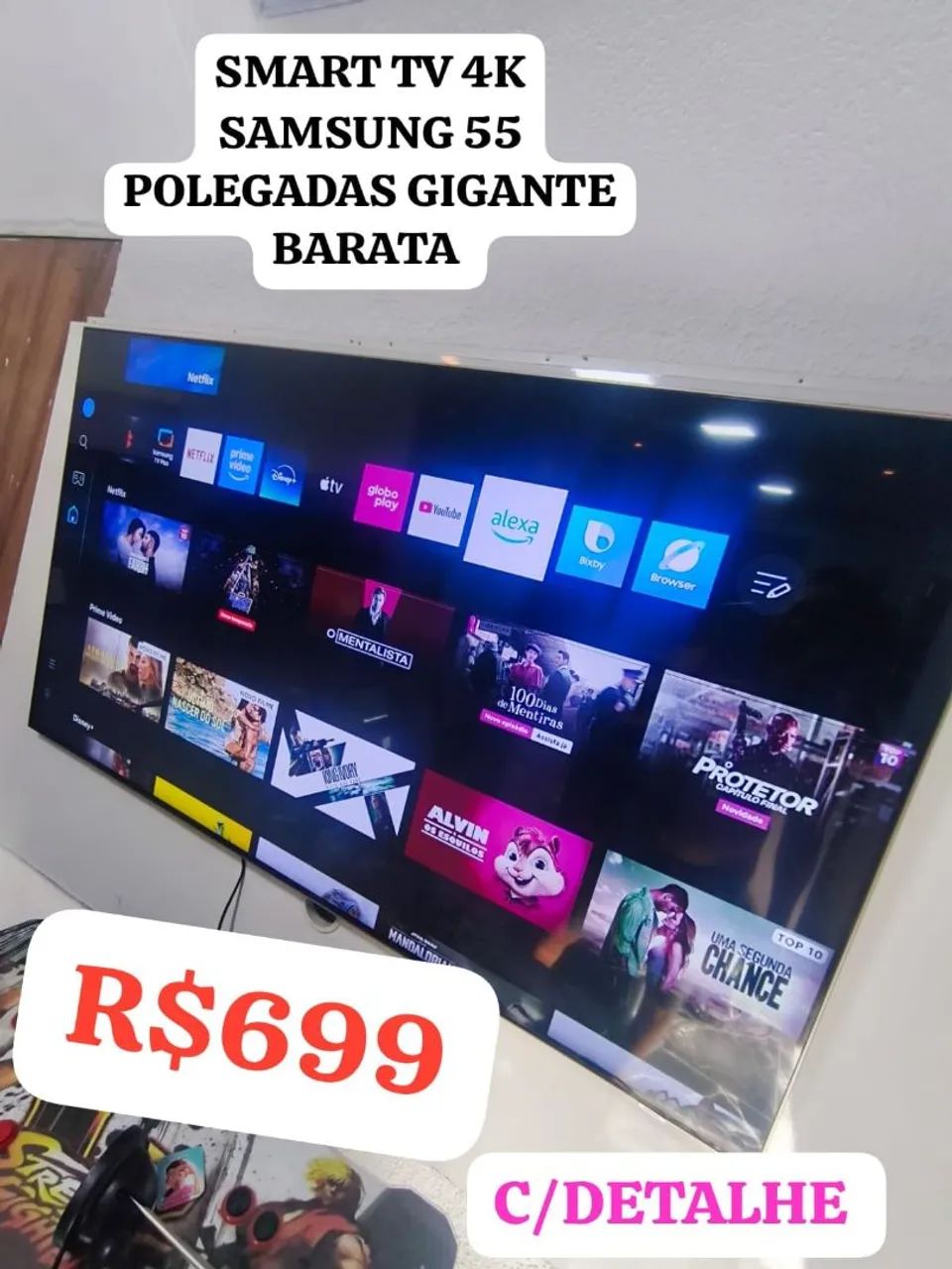 SMART TV 4K SAMSUNG 55 POLEGADAS TOP 3 EM 1 C X BOX E ALEXA R$699.