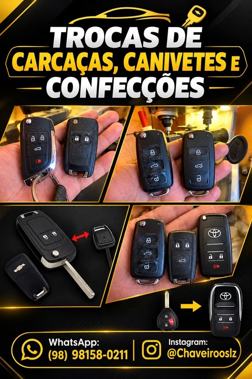 Troca e confecção de chaves canivetes (todos os modelos de carro) 