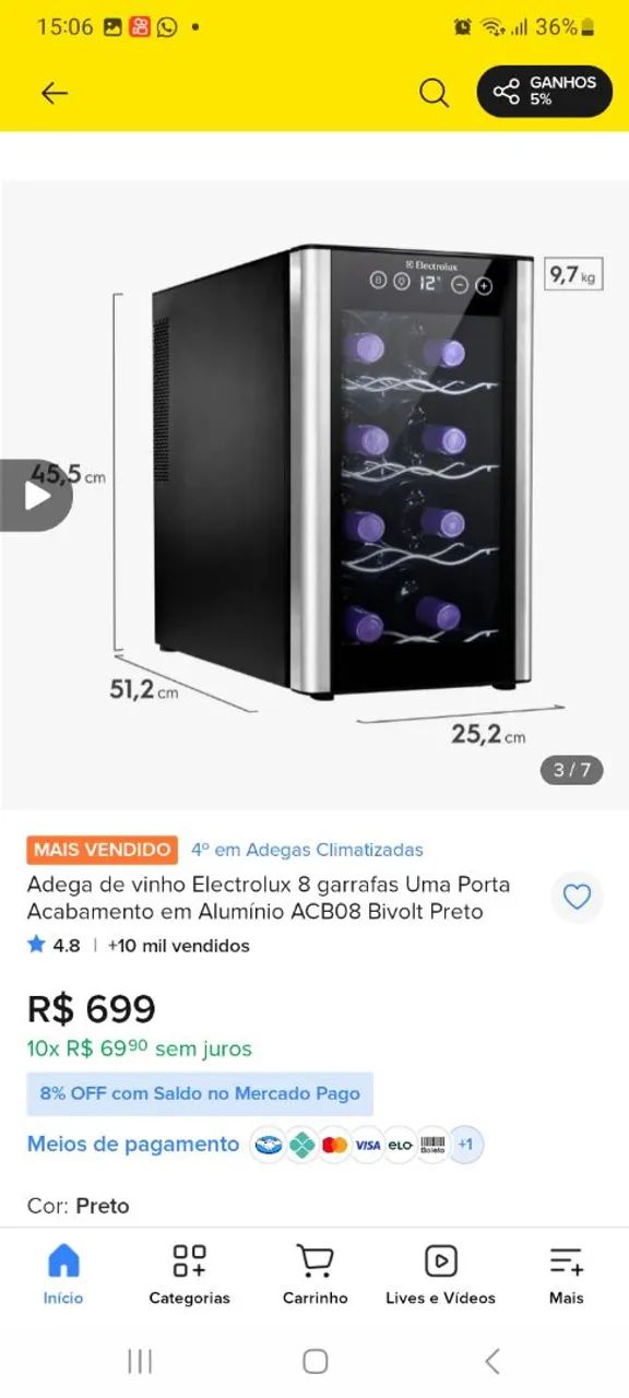 Adega eletrolux 8 garrrafas  - Foto 3