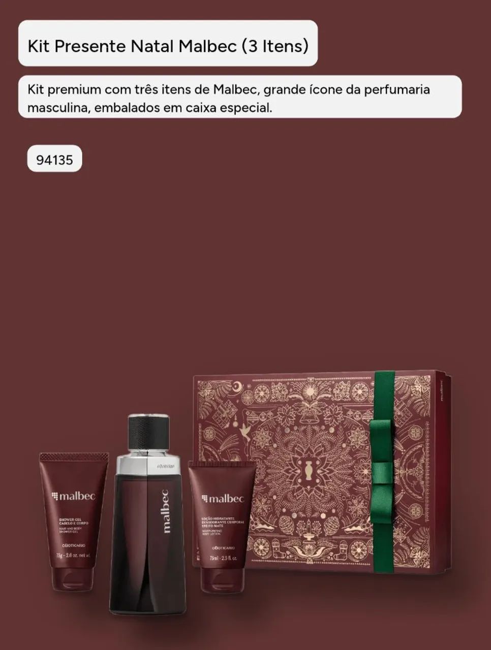 Kit Presente Natal Malbec (3 Itens)