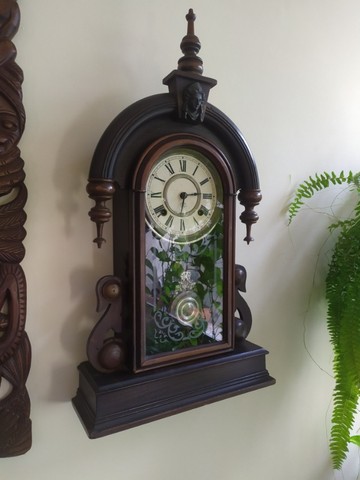 Relógio de parede antigo Ansonia 1900s excelente estado