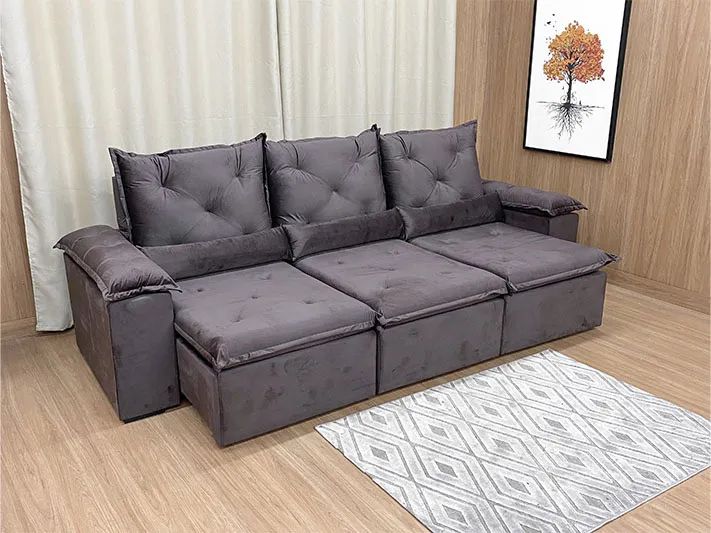 Sofá Retrátil Reclinável Safira 2,70m Premium a653 - Foto 3