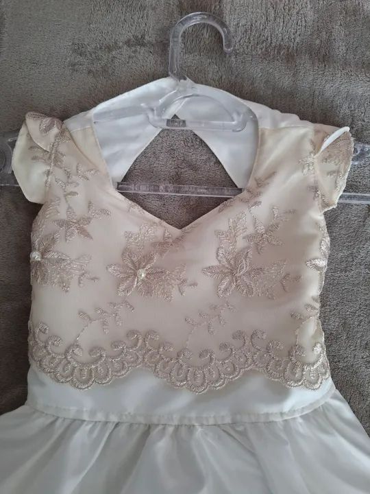 Vestido de festa infantil pérola com renda - Foto 2