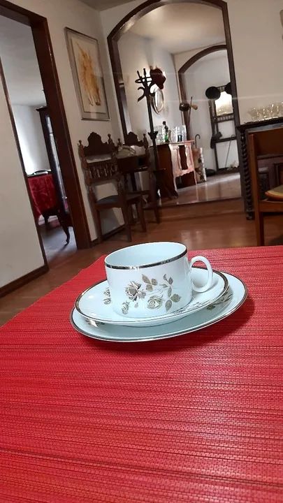 Trio porcelana Renner; Medaillon, friso prateado. - Foto 4