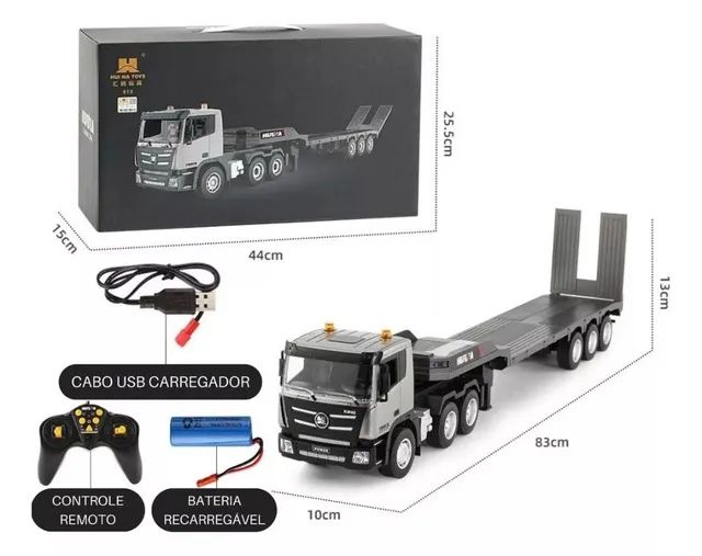 Caminhão RC da marca Huina 1318, carreta Truck prancha plataforma - Foto 5