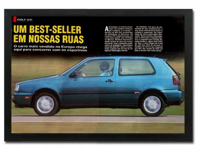 VW Golf GTI 1994 MK3 - Quadro decorativo com matéria original de revista de época