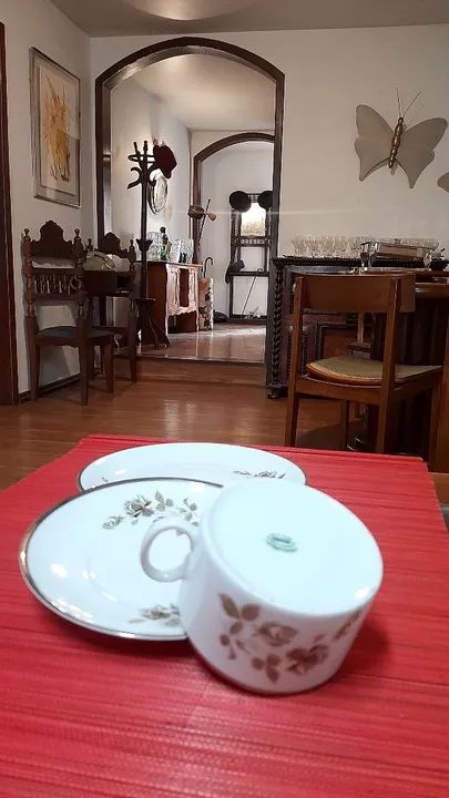 Trio porcelana Renner; Medaillon, friso prateado. - Foto 3