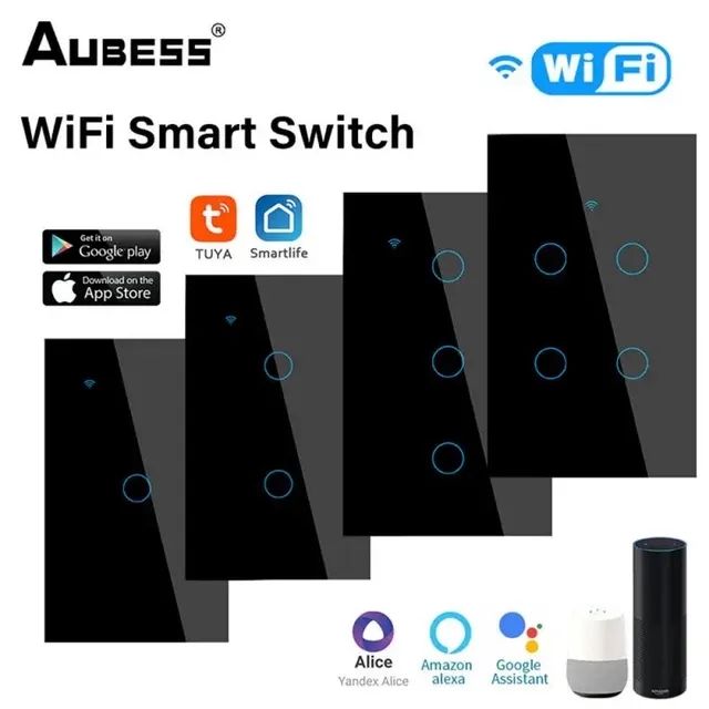 Interruptor Wifi Com 2 Botões Tuya, compatível com Alexa 