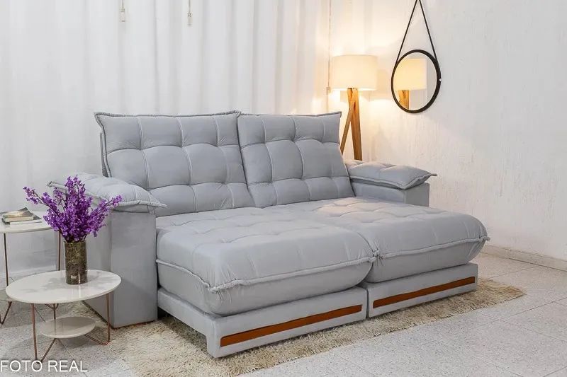 Sofá Retrátil Reclinável Paris 2,30m D33 e Molas Ensacadas rf54