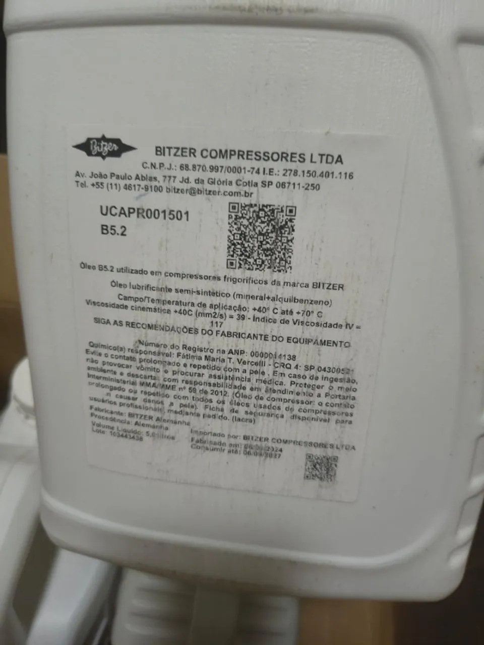 Óleo Lubrificante B5.2 Bitzer 5l Ucapr001501