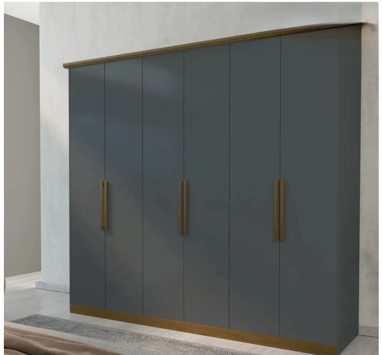 Guarda-Roupa Moderno 6 Portas Cinza com Detalhes