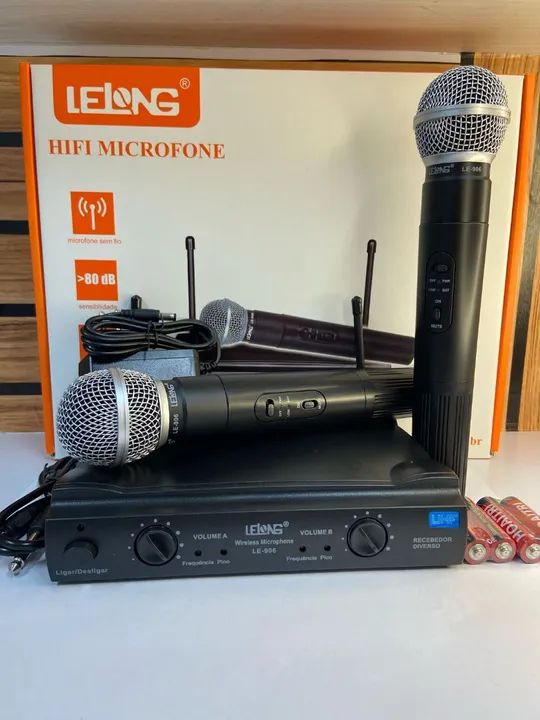 MICROFONE SEM FIO COM RECEPTOR LELONG LE-906