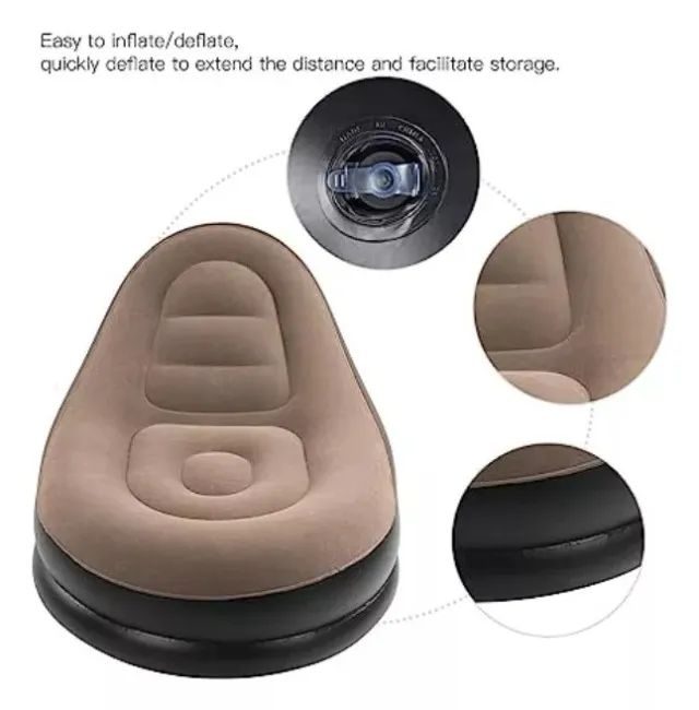 Poltrona Inflável Ultra Lounge Com Pufe Sofá Preguiçoso - Foto 2