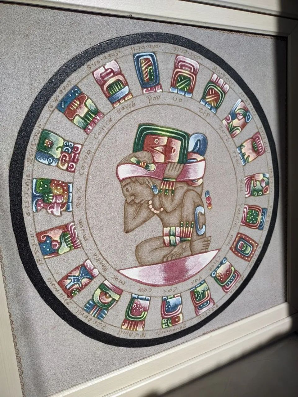 Quadro decorativo representação artística do Calendário Maia feito em couro. - Foto 2