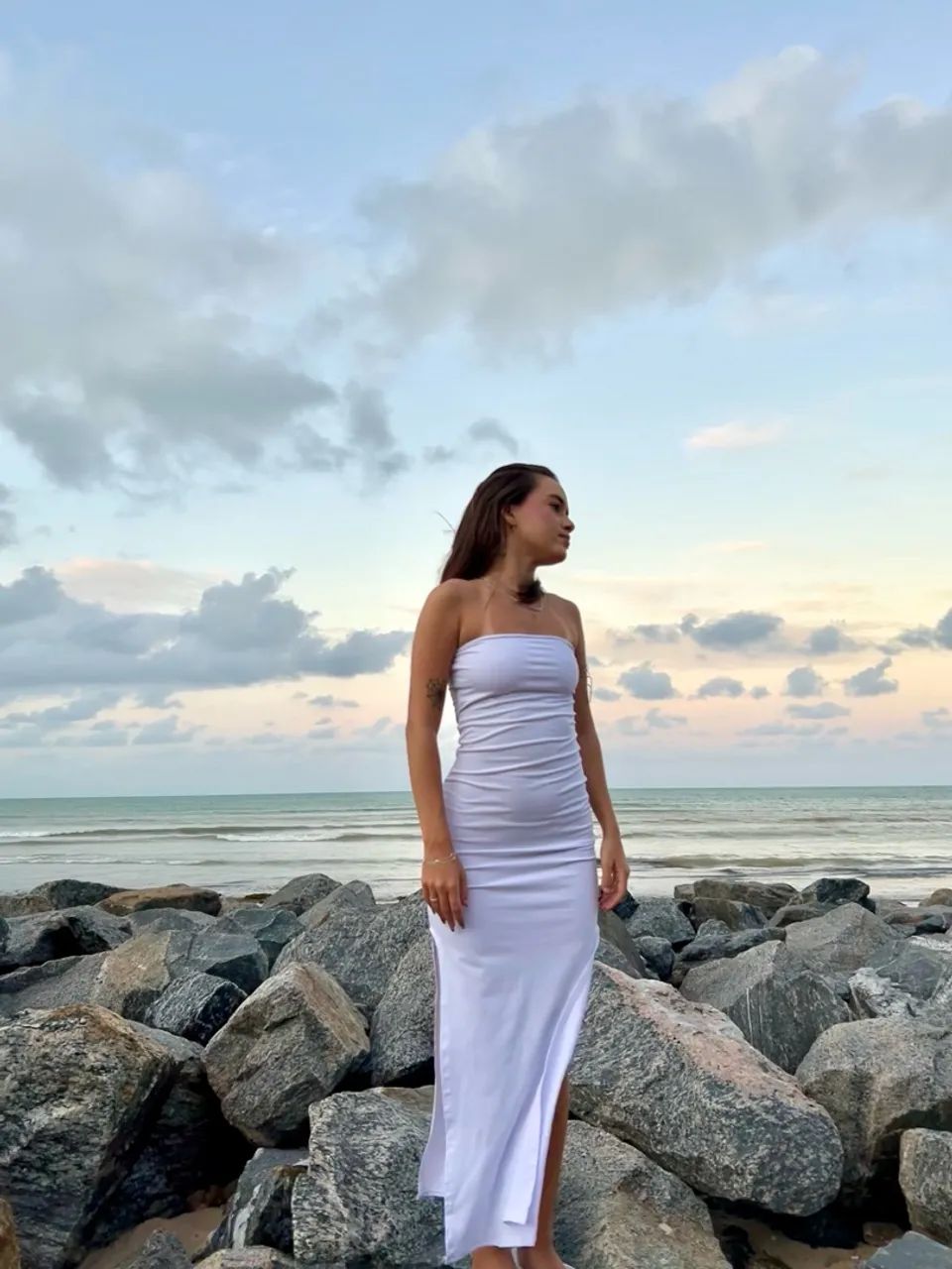 Vestido Branco Longo com Fenda  - Foto 2