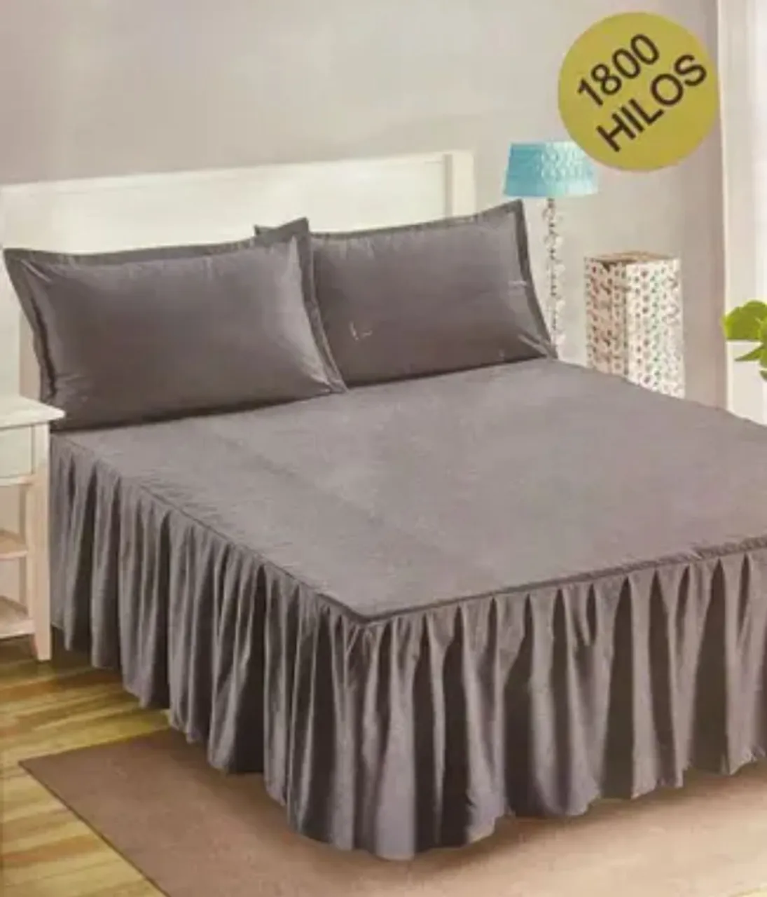 Jogo de Cama Cinza com babados