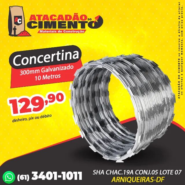 Concertina 300mm Galvanizado 10 Metros