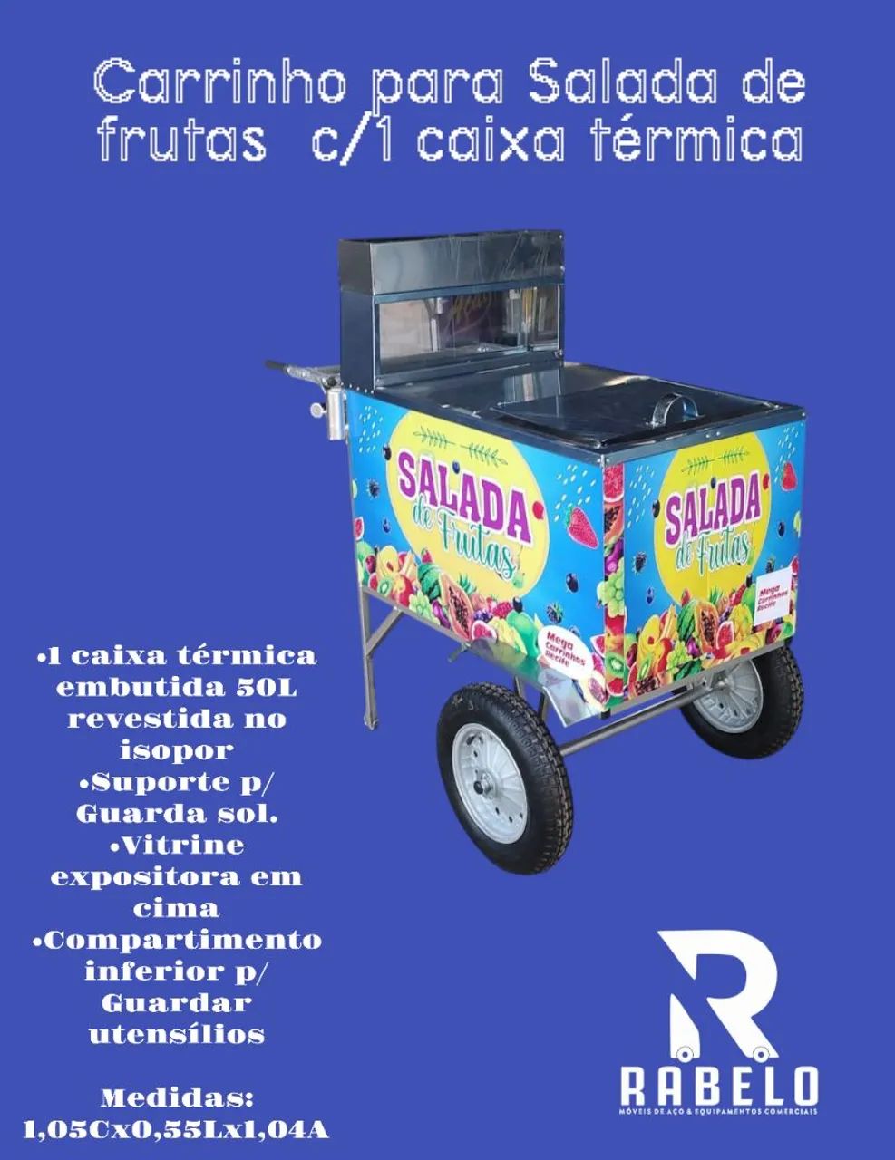 Carrinho para Salada de Frutas em inox em até 10x sem juros no cartão 