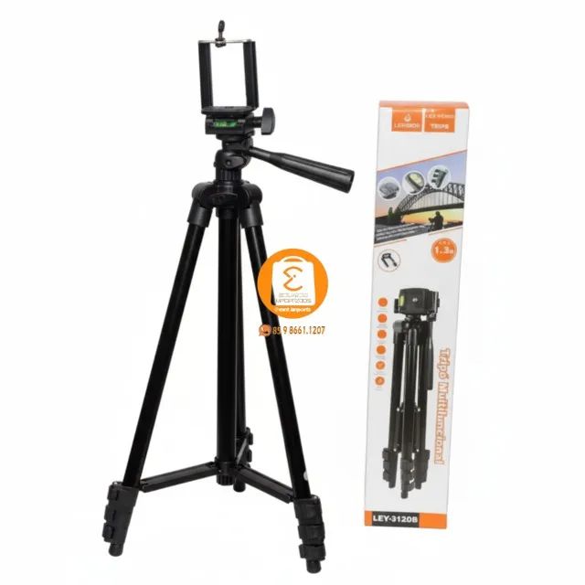 Tripé Universal com Nível e Suporte para Câmera/ ring Light/ Celular 1,30m LEY-3120B