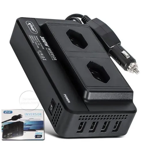 12v para 127v Inversor Automotivo 300W com Carregador USB - transformador energia pra carr