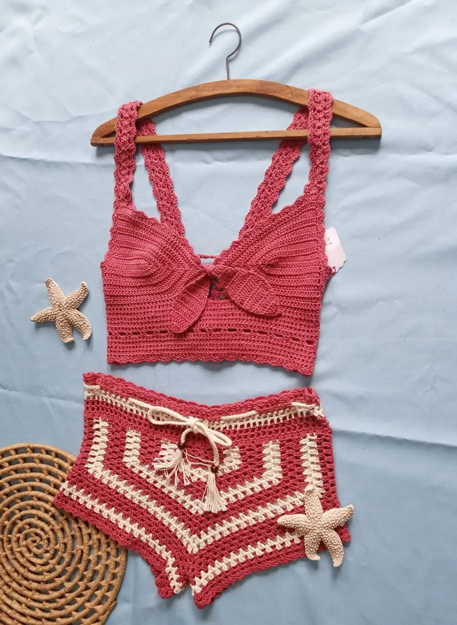 Conjunto Crochê Praia - Top e Short