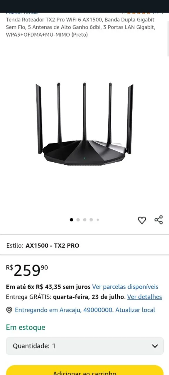 Roteador Tenda TX2 Pro WiFi 6 AX1500 - Gigabit