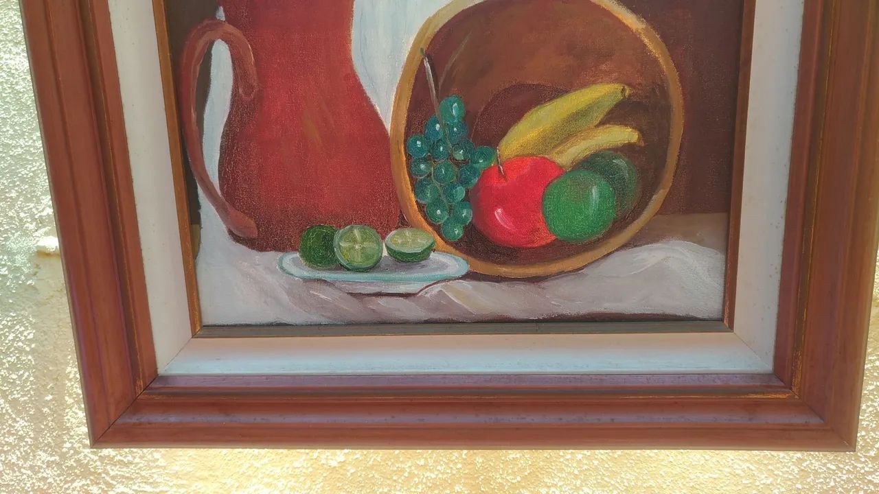Quadro de frutas e jarro, com 44cm x52cm, em bom estado. Envio a qq. localidade. E Outros. - Foto 4