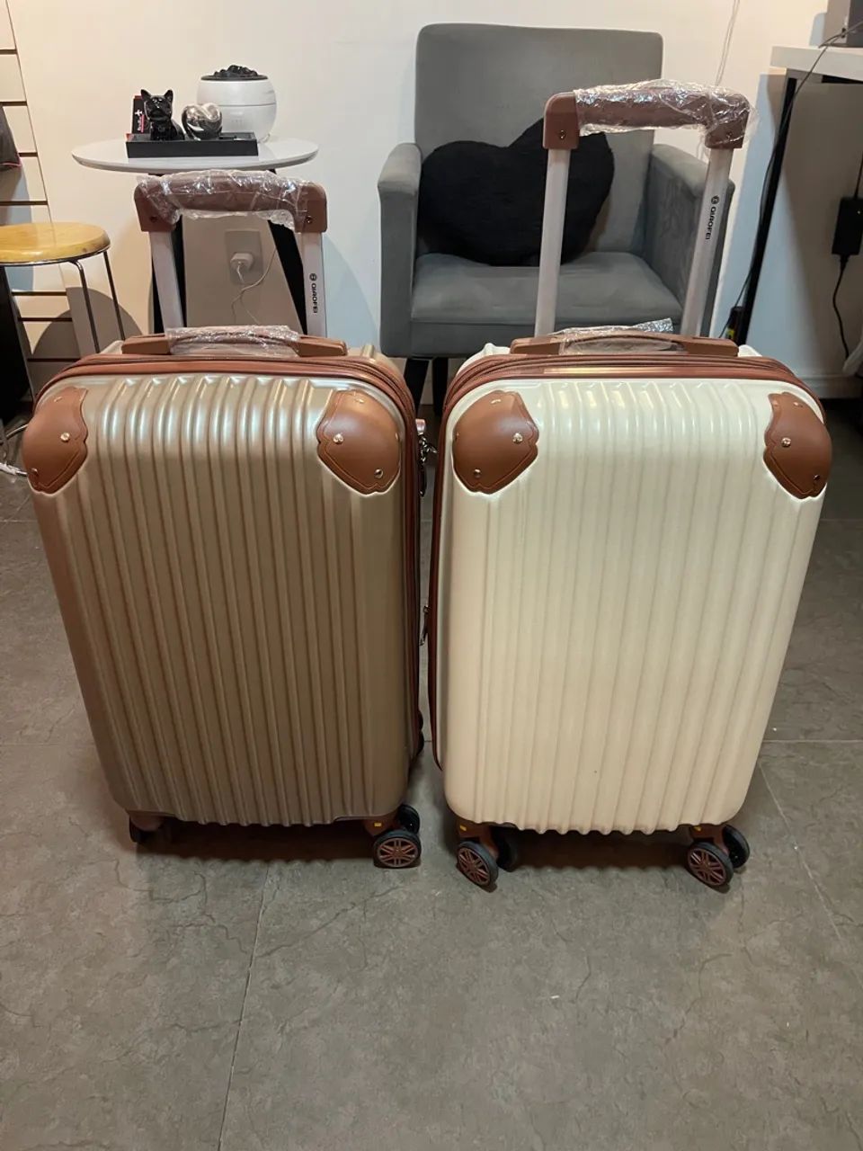 Mala de viagem nova, cores elegantes e design moderno