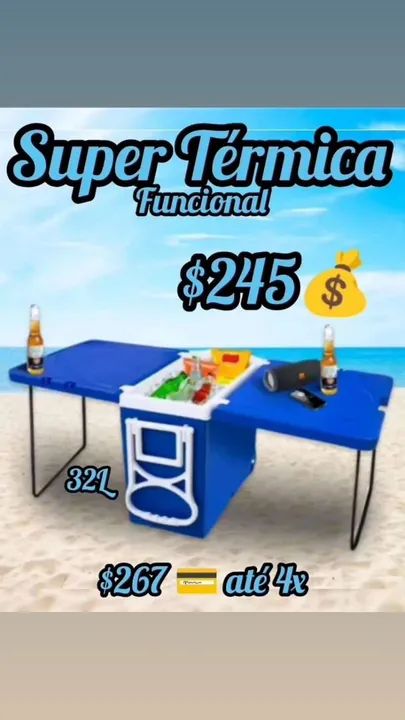 Mesa dobrável com cooler térmica