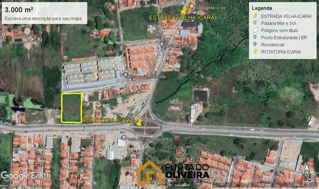 TERRENO 3.000M² A VENDA- R$ 1.350.000,00 ESTRUTURANTE-ROTATORIA DO ICARAI- CAUCAIA CE.