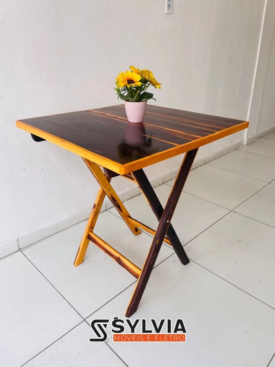 Mesa dobrável de madeira com design rústico - Foto 2